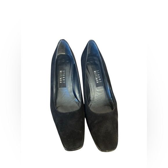 Vintage Stuart Weitzman Black Suede Square Toe Women’s Sz 6.5 B - Picture 1 of 13